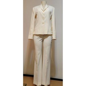 Andrea Rosati   Italy Beige Stripe Women’s Suit Set Jacket & Pants Size 10 #921